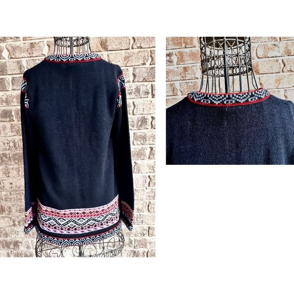 VTG Brunson of California Cardigan Medium Black Knit Tribal Aztec Orient… - Picture 5 of 12